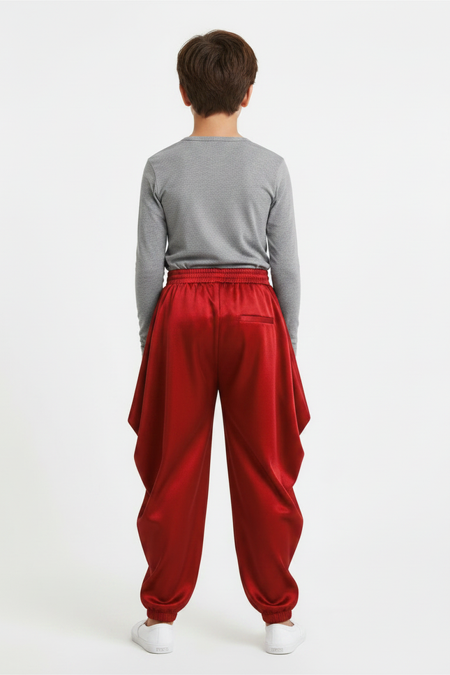 Pantalon Japonais Satin Rouge Ample Garçon Fête Danse - vue 2