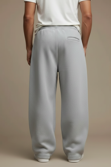 Pantalon Japonais Gris Ample Cordon Décontracté Molleton - vue 2