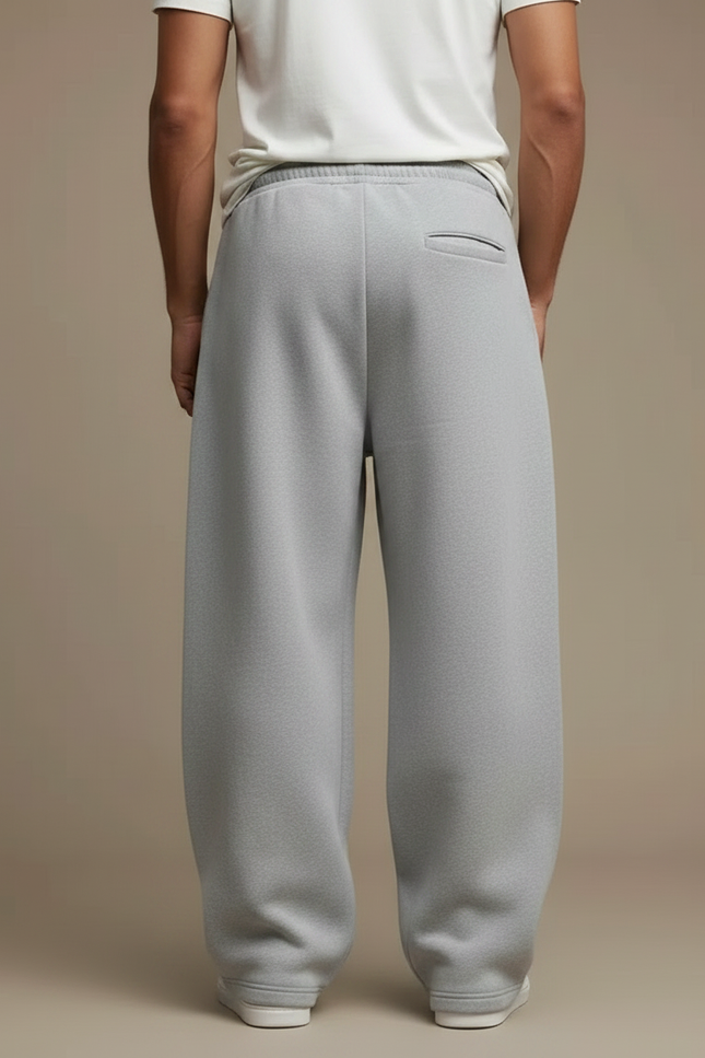 Pantalon Japonais Gris Ample Cordon Décontracté Molleton - vue 2