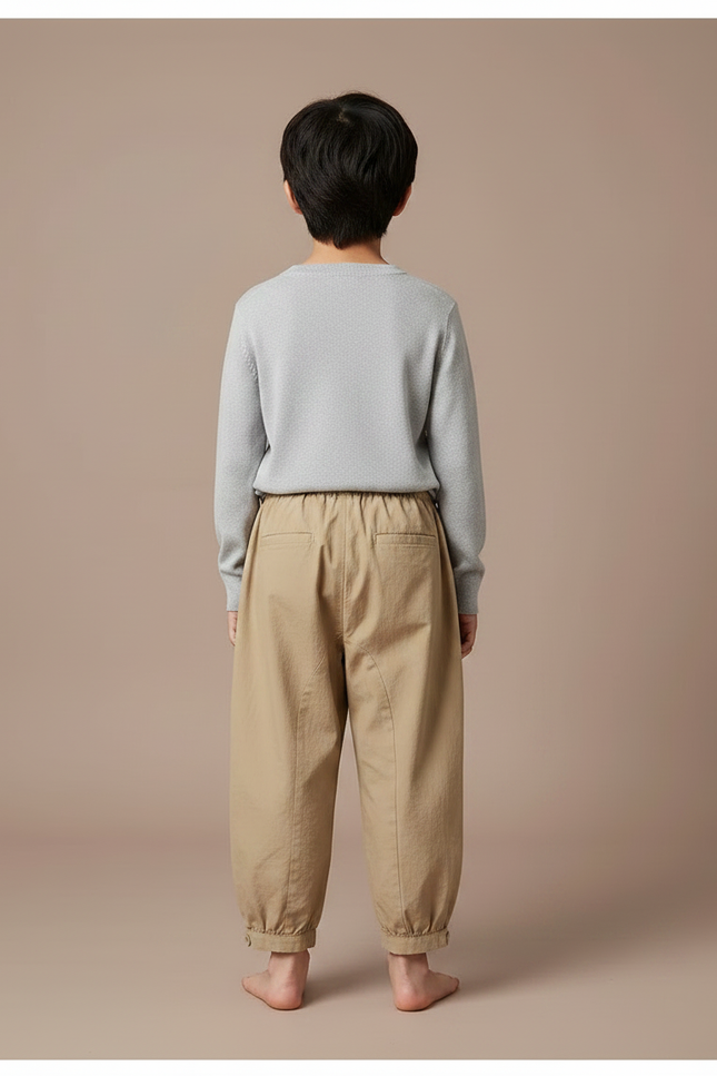 Pantalon Japonais Beige Ample Coton Enfant Resserré - vue 2