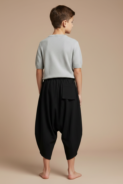 Pantalon Japonais Noir Ample Harem Coton Garçon - vue 2