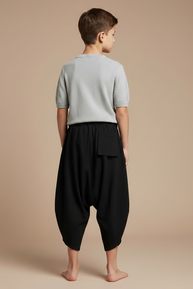 Pantalon Japonais Noir Ample Harem Coton Garçon - vue 2