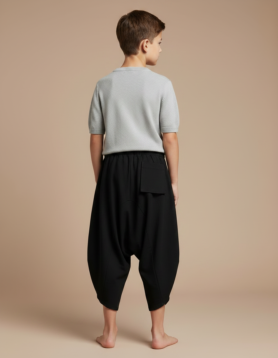Pantalon Japonais Noir Ample Harem Coton Garçon - vue 2