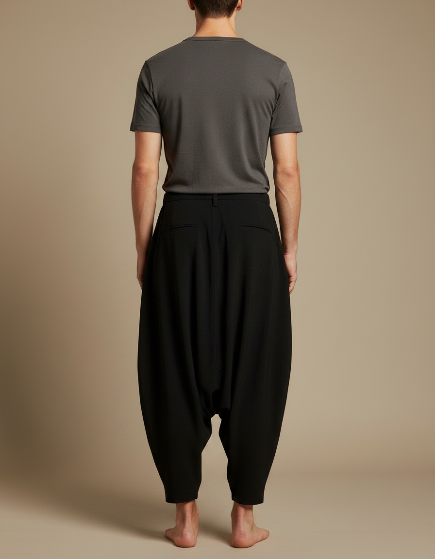 Pantalon Japonais Noir Ample Imprimé Manga Homme - Viscose - vue 2