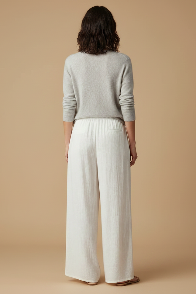 Pantalon Japonais Blanc Fluide Coton Ample Décontracté - vue 2