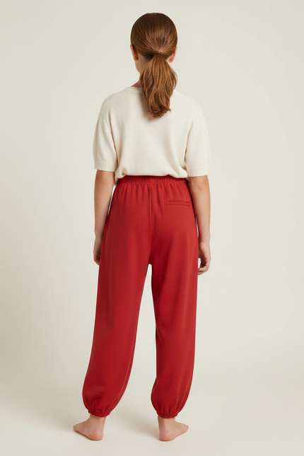 Pantalon Japonais Rouge Ample Cheville Resserrée Fluide - Viscose - vue 2