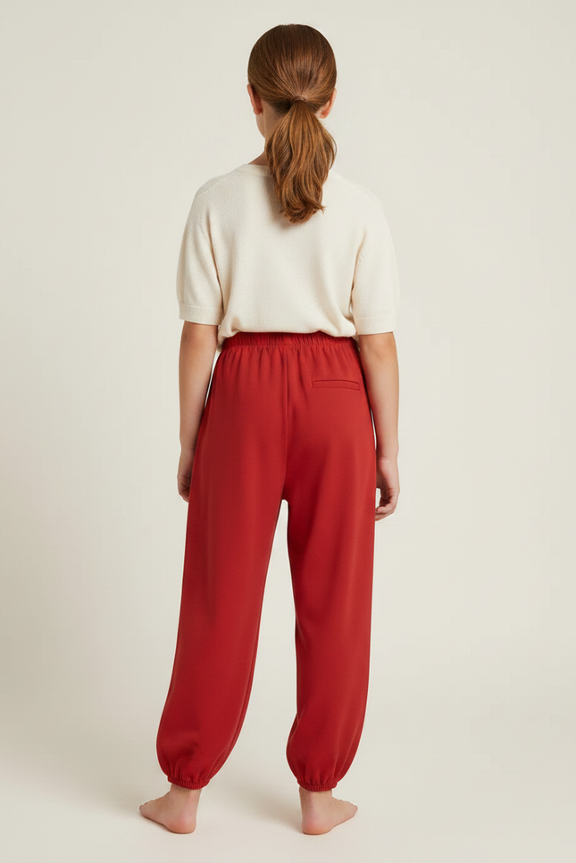 Pantalon Japonais Rouge Ample Cheville Resserrée Fluide - Viscose - vue 2