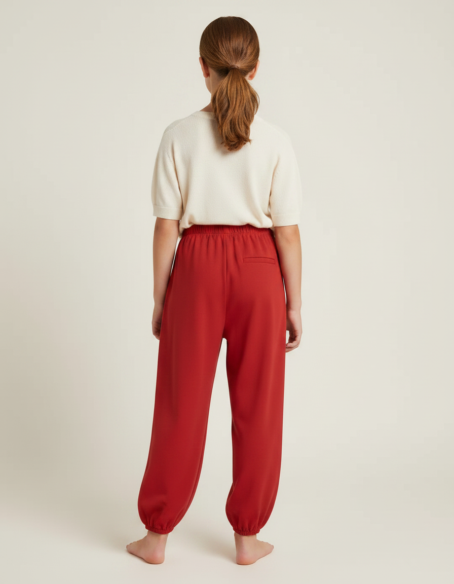 Pantalon Japonais Rouge Ample Cheville Resserrée Fluide - Viscose - vue 2