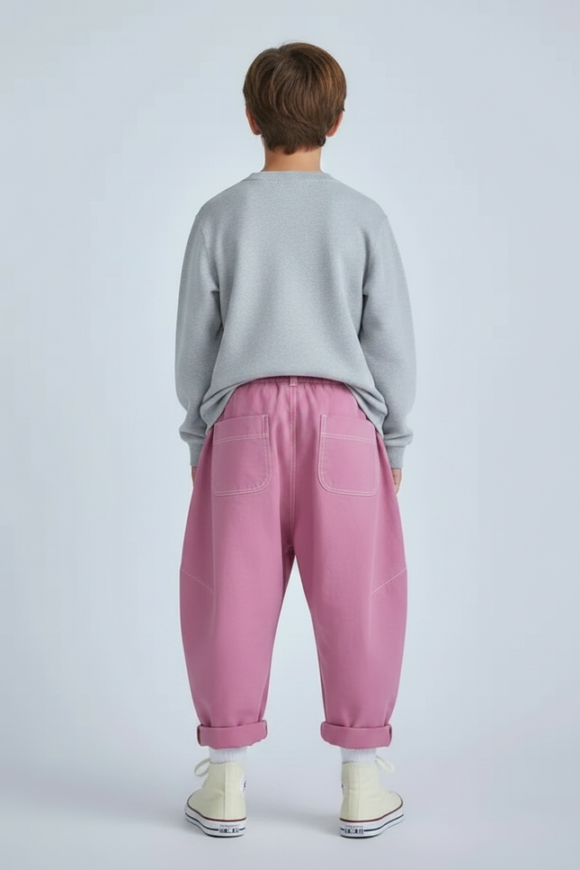 Pantalon Japonais Rose Ample Coton Enfant Garçon - Toile - vue 2