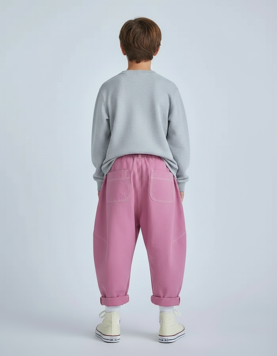 Pantalon Japonais Rose Ample Coton Enfant Garçon - Toile - vue 2