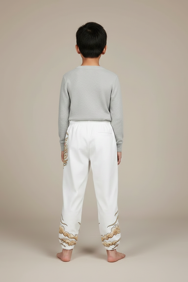 Pantalon Japonais Blanc Ample Dragon Garçon Coton - vue 2