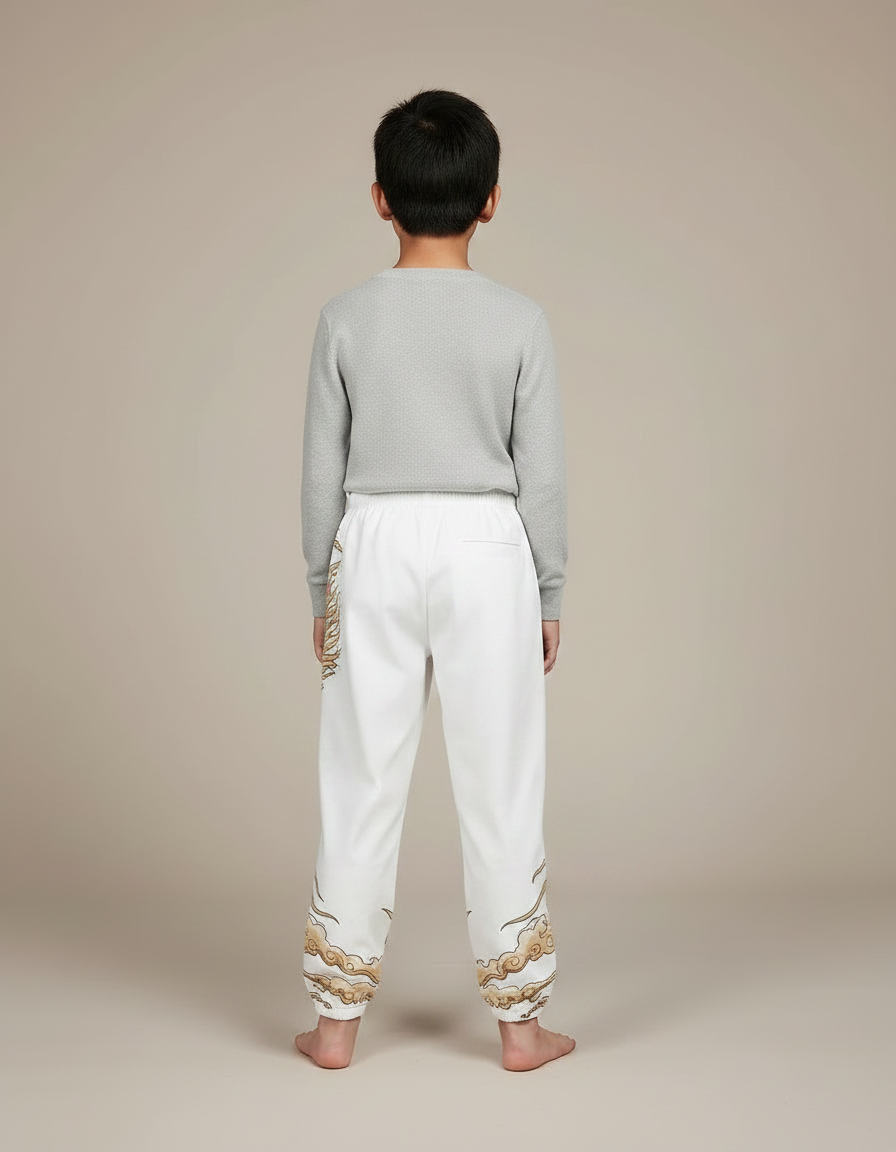 Pantalon Japonais Blanc Ample Dragon Garçon Coton - vue 2