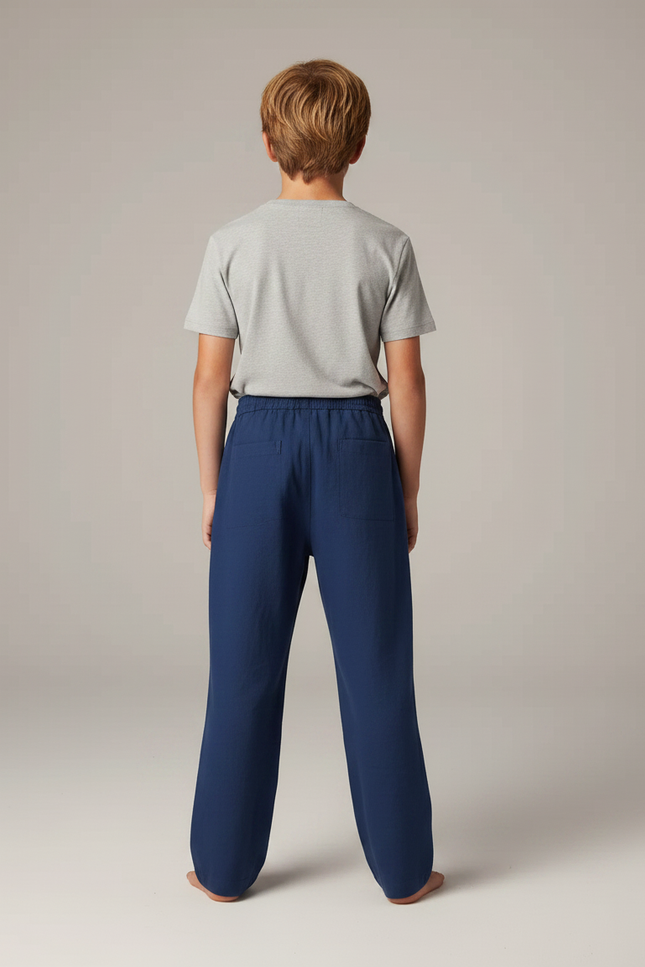 Pantalon Japonais Bleu Marine Ample Coton Lin Enfant - vue 2