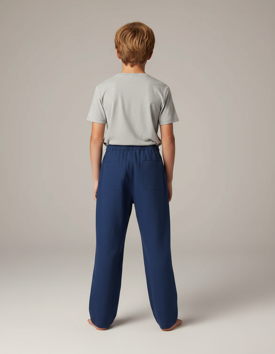 Pantalon Japonais Bleu Marine Ample Coton Lin Enfant - vue 2