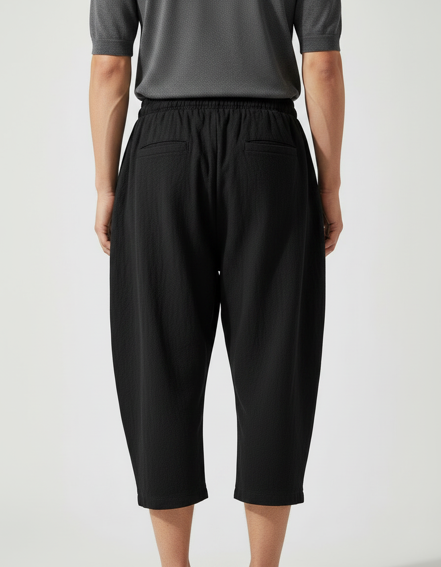 Pantalon Japonais Noir Fluide Ample Coton Homme - vue 2