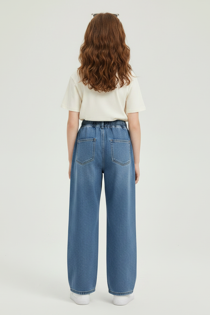 Pantalon Japonais Denim Ample Bleu Décontracté Enfant - Jean - vue 2