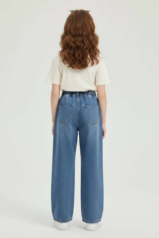 Pantalon Japonais Denim Ample Bleu Décontracté Enfant - Jean - vue 2