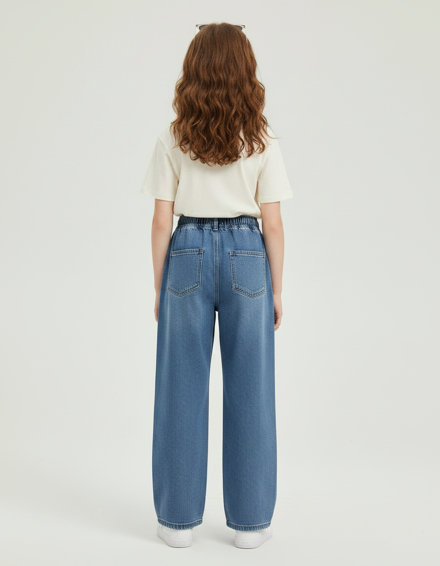 Pantalon Japonais Denim Ample Bleu Décontracté Enfant - Jean - vue 2