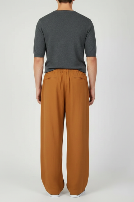 Pantalon Japonais Marron Ample Coton Décontracté Unisexe - vue 2