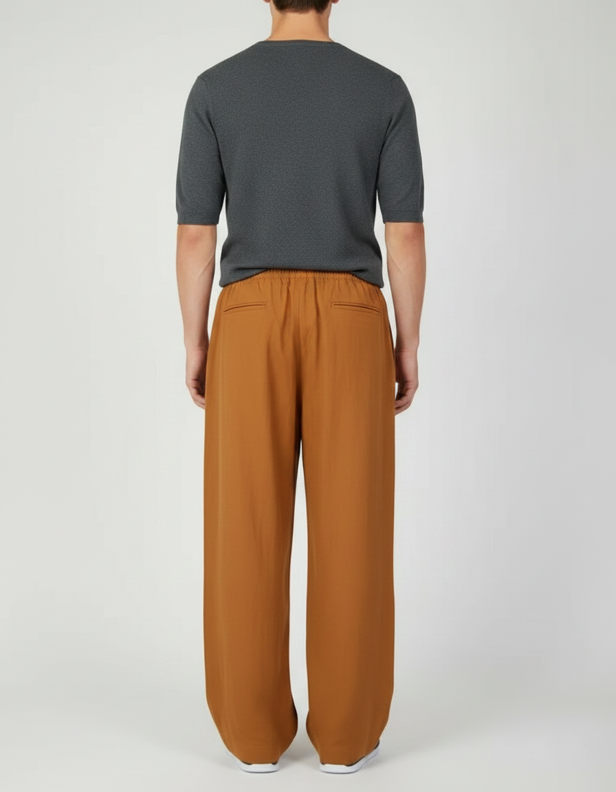 Pantalon Japonais Marron Ample Coton Décontracté Unisexe - vue 2