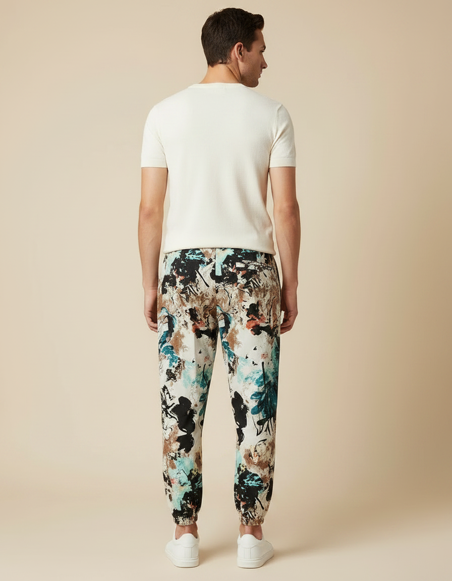 Pantalon Japonais Imprimé Floral Ample Coton Léger - vue 2