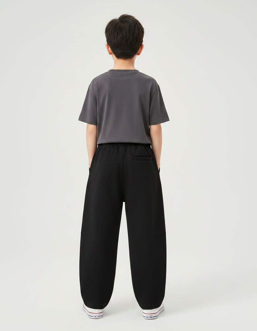 Pantalon Japonais Noir Ample Coton Décontracté Enfant - Molleton - vue 2