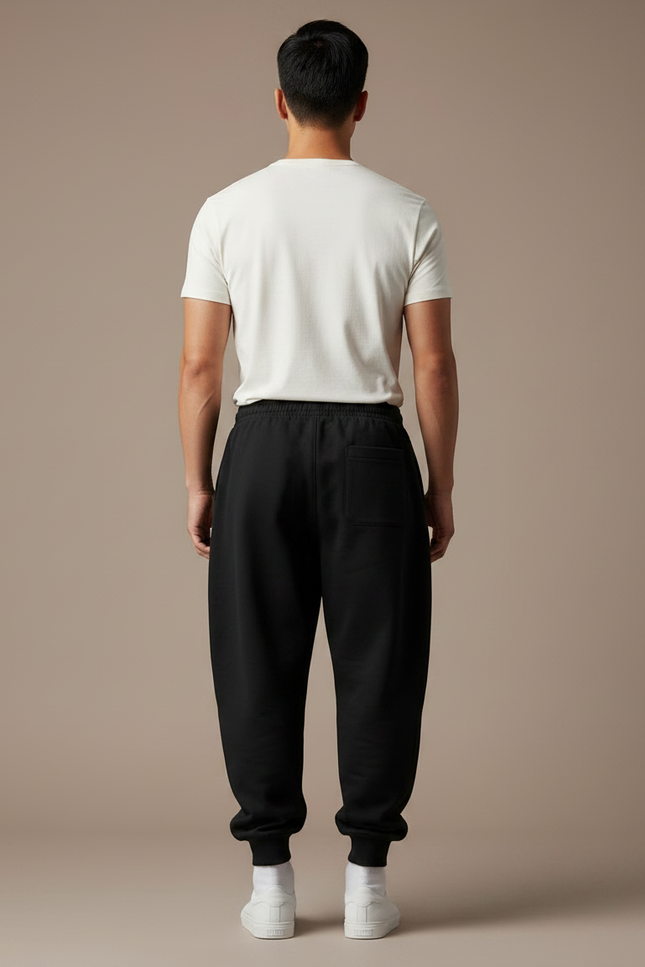 Pantalon Japonais Noir Ample Cordon Streetwear Homme - Molleton - vue 2