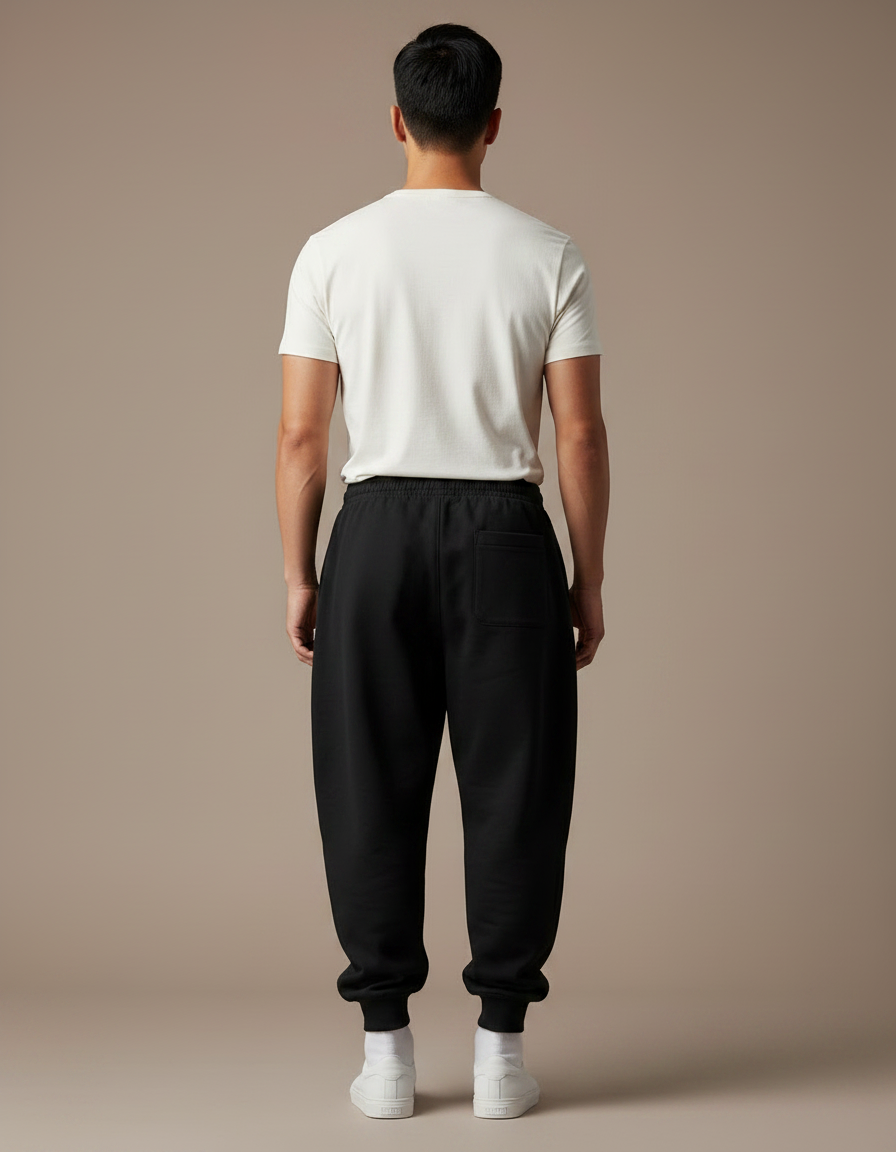 Pantalon Japonais Noir Ample Cordon Streetwear Homme - Molleton - vue 2