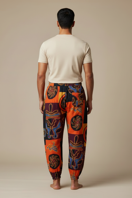 Pantalon Japonais Sarouel Ample Imprimé Ethnique Homme Coton - vue 2