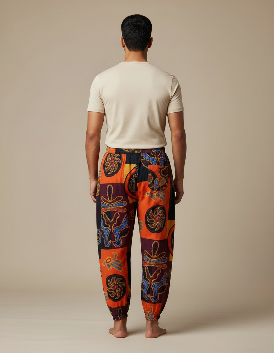 Pantalon Japonais Sarouel Ample Imprimé Ethnique Homme Coton - vue 2