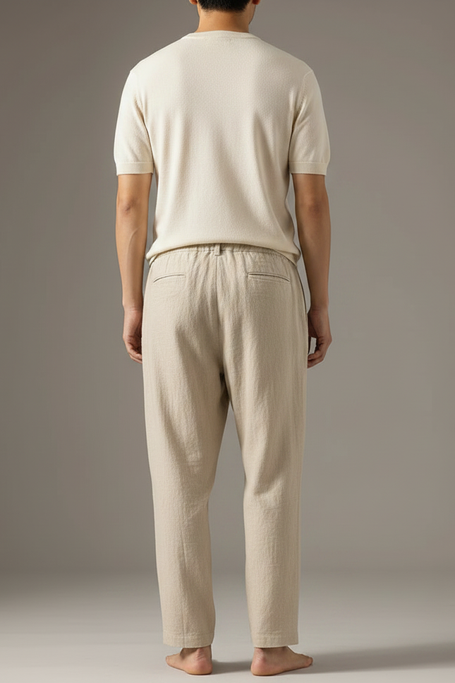 Pantalon Japonais En Lin - Beige - vue 2