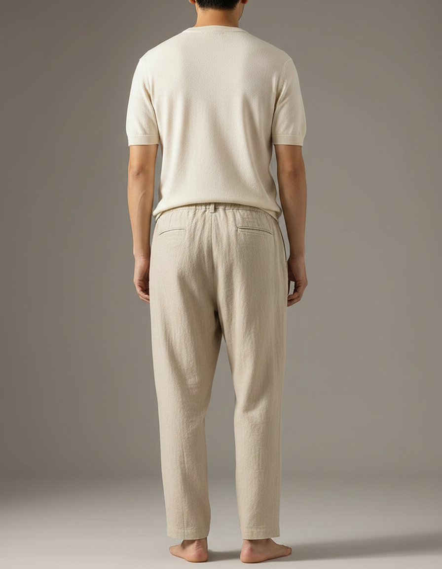 Pantalon Japonais En Lin - Beige - vue 2