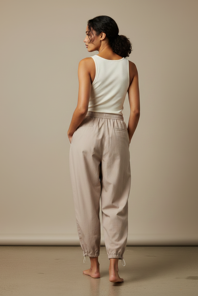 Pantalon Japonais Beige Ample Coton Décontracté Sport - vue 2