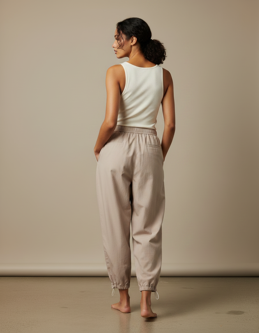 Pantalon Japonais Beige Ample Coton Décontracté Sport - vue 2
