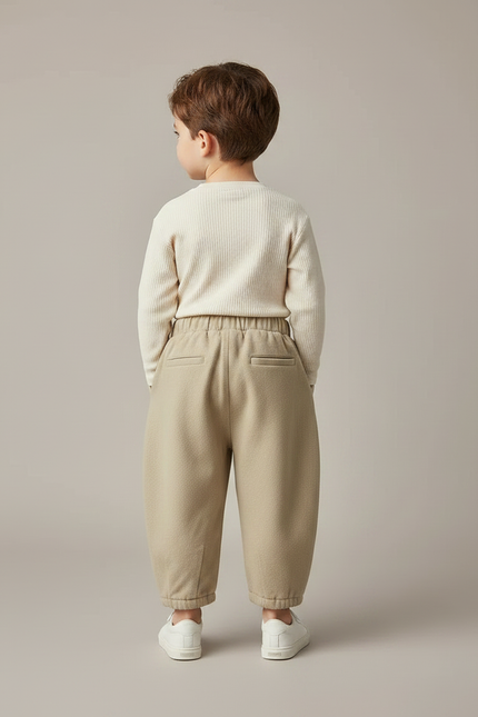 Pantalon Japonais Beige Ample Coton Élastique Enfant - Molleton - vue 2