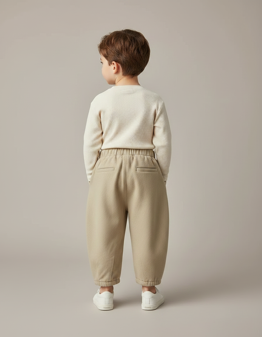 Pantalon Japonais Beige Ample Coton Élastique Enfant - Molleton - vue 2