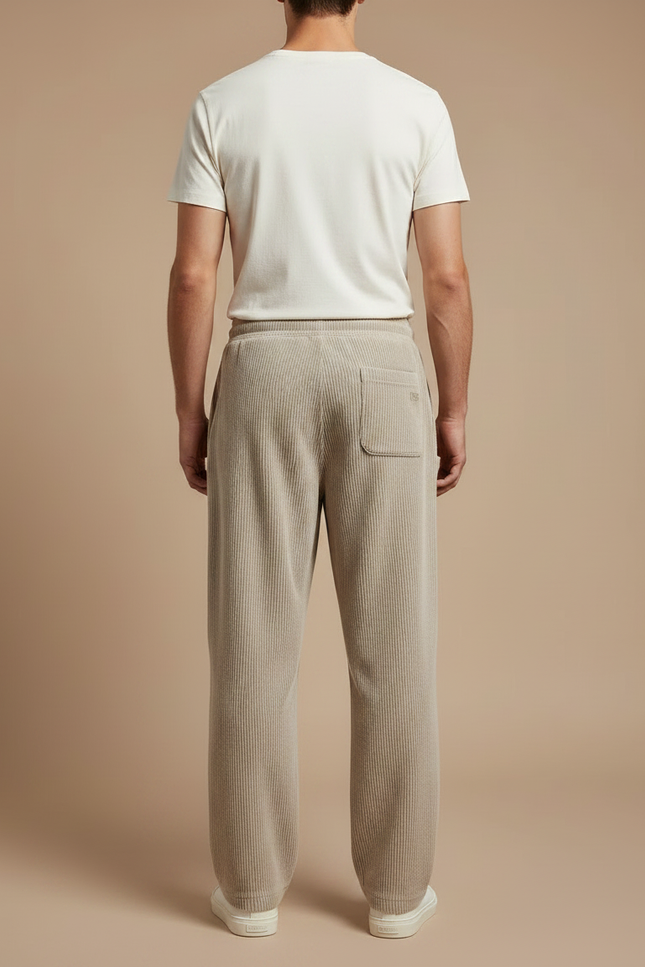 Pantalon Japonais Côtelé Ample Décontracté Beige Homme - Cordé - vue 2