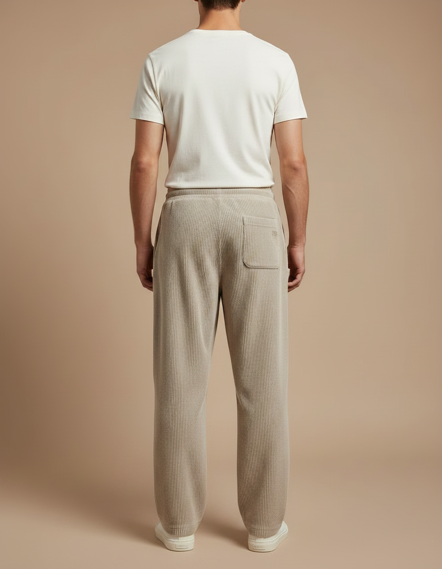 Pantalon Japonais Côtelé Ample Décontracté Beige Homme - Cordé - vue 2