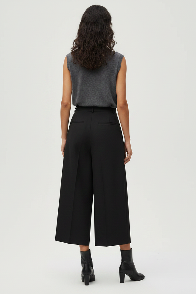 Pantalon Japonais Noir Large Plissé Ample Femme - Polyester - vue 2