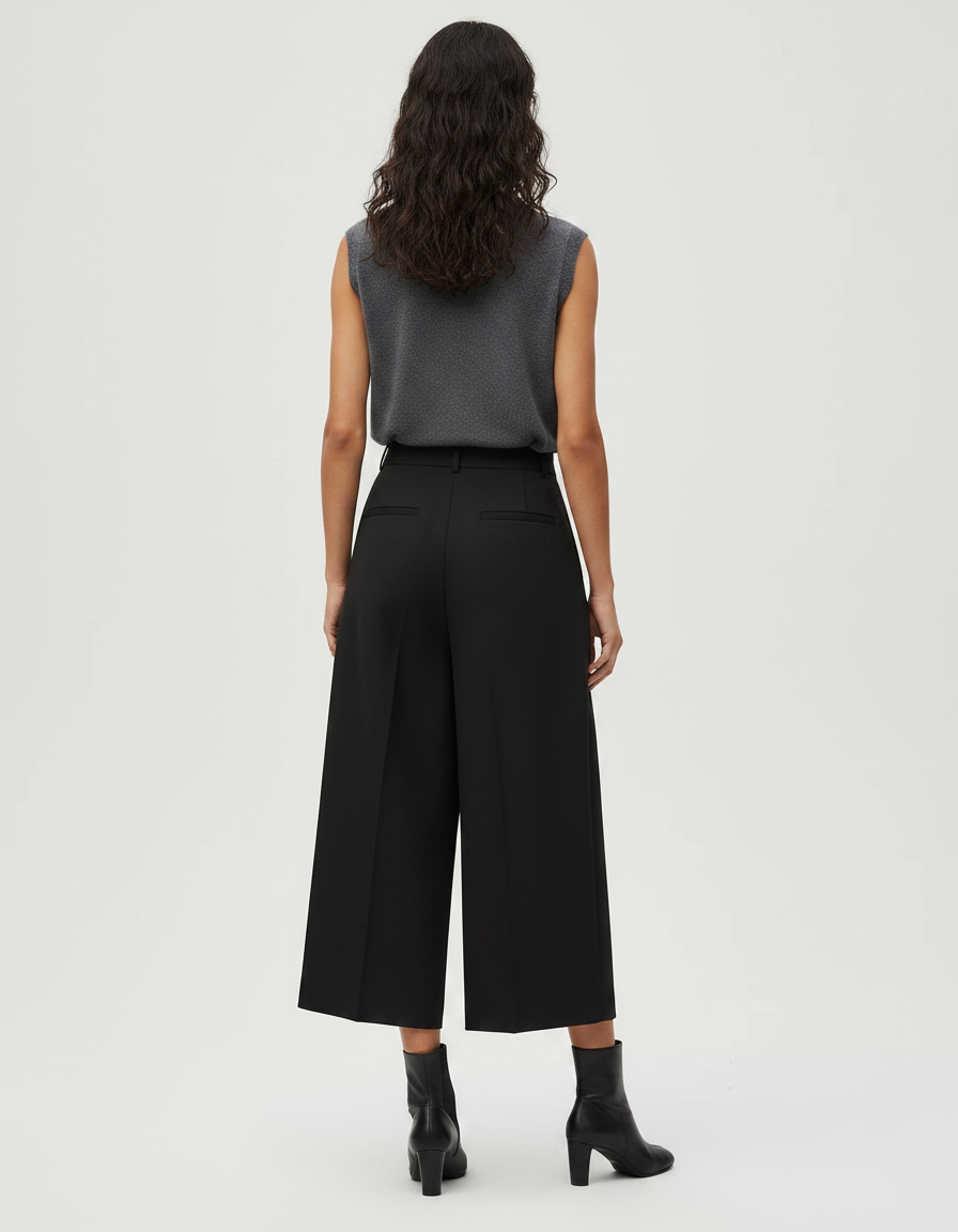 Pantalon Japonais Noir Large Plissé Ample Femme - Polyester - vue 2