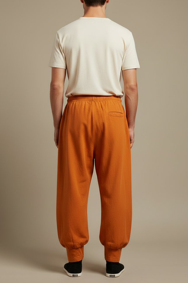 Pantalon Japonais Ample Coton Orange Confortable - Molleton - vue 2