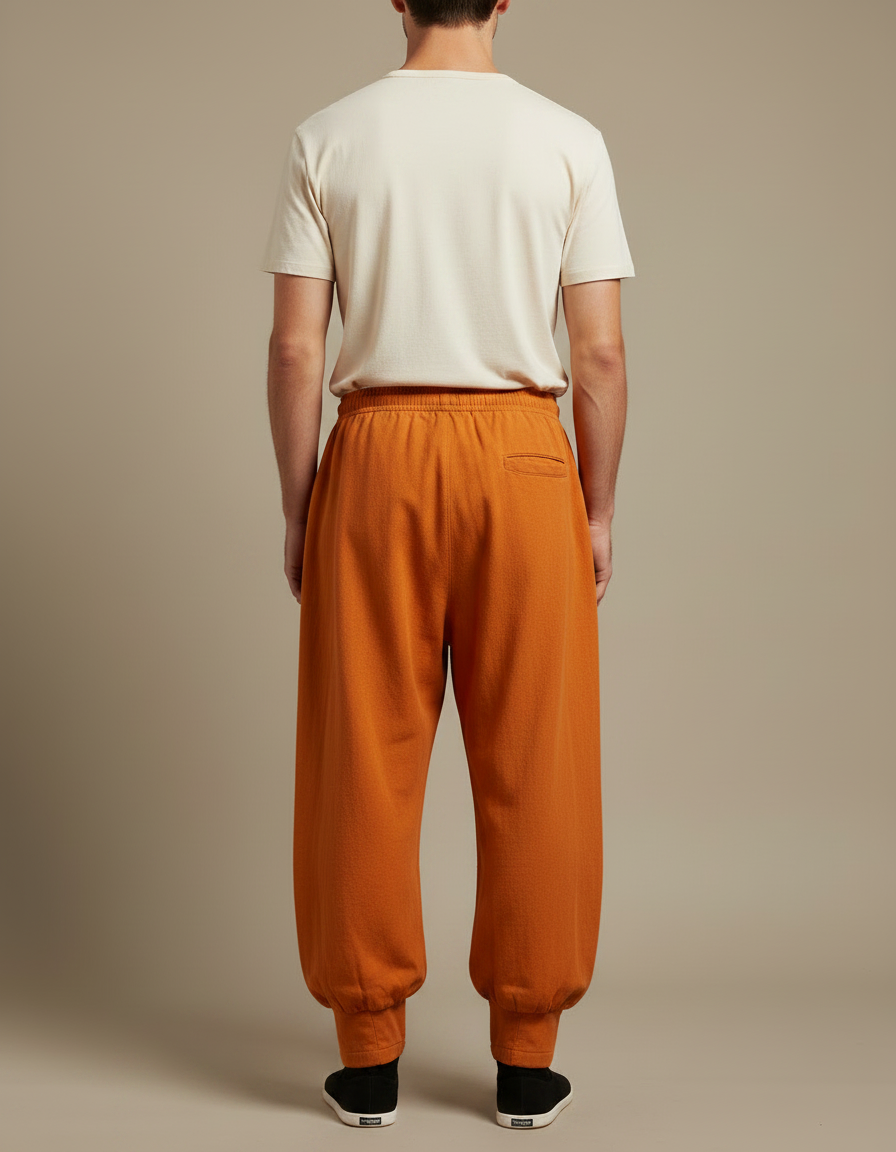 Pantalon Japonais Ample Coton Orange Confortable - Molleton - vue 2