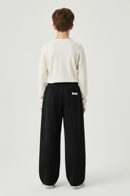Pantalon Japonais Noir Ample Coton Enfant Uni - Molleton - vue 2