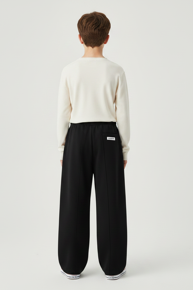 Pantalon Japonais Noir Ample Coton Enfant Uni - Molleton - vue 2