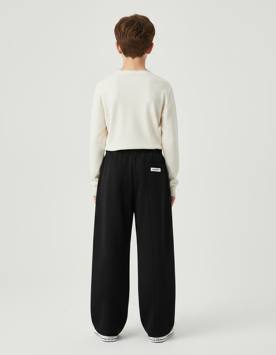 Pantalon Japonais Noir Ample Coton Enfant Uni - Molleton - vue 2