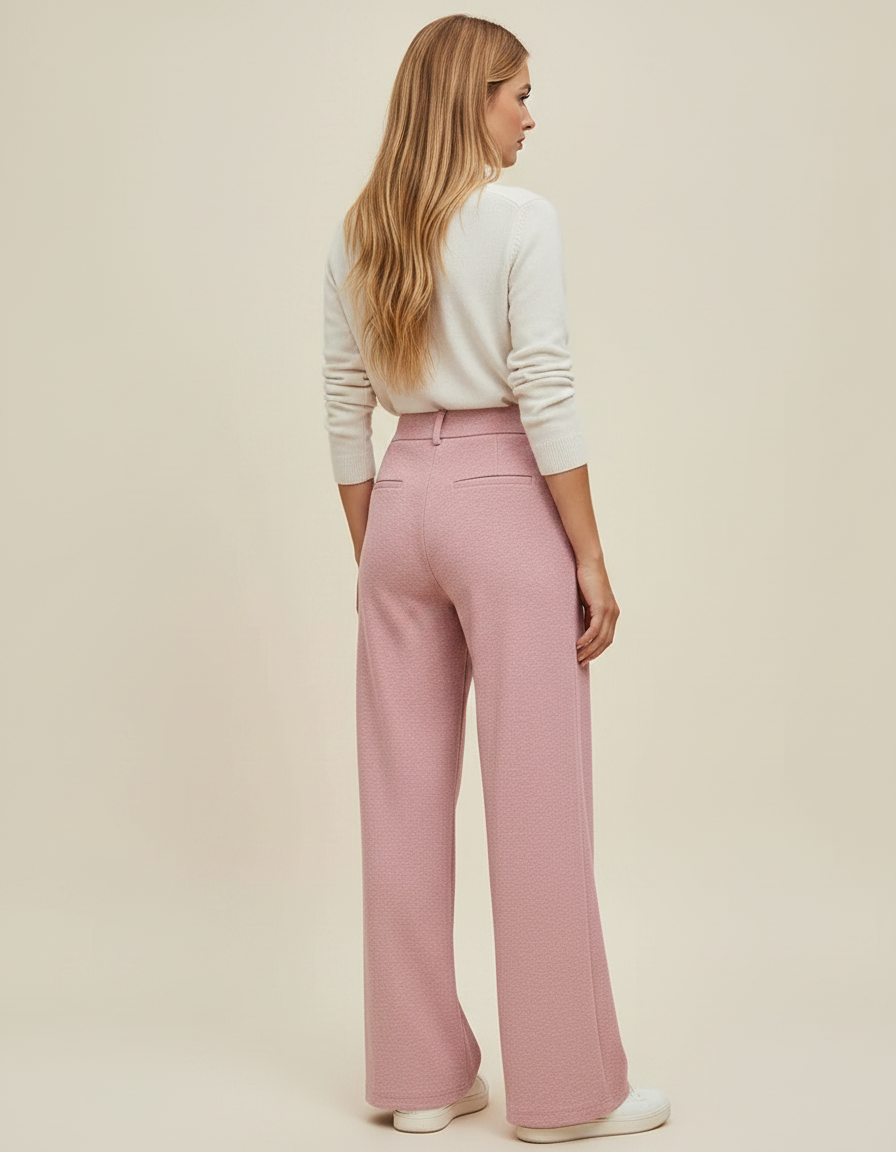 Pantalon Japonais Rose Ample Droit Doux Décontracté - Molleton - vue 2