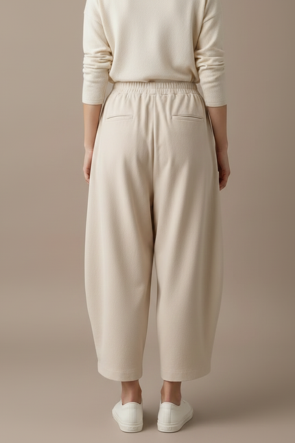 Pantalon Japonais Beige Ample Coton Décontracté Harem - Molleton - vue 2