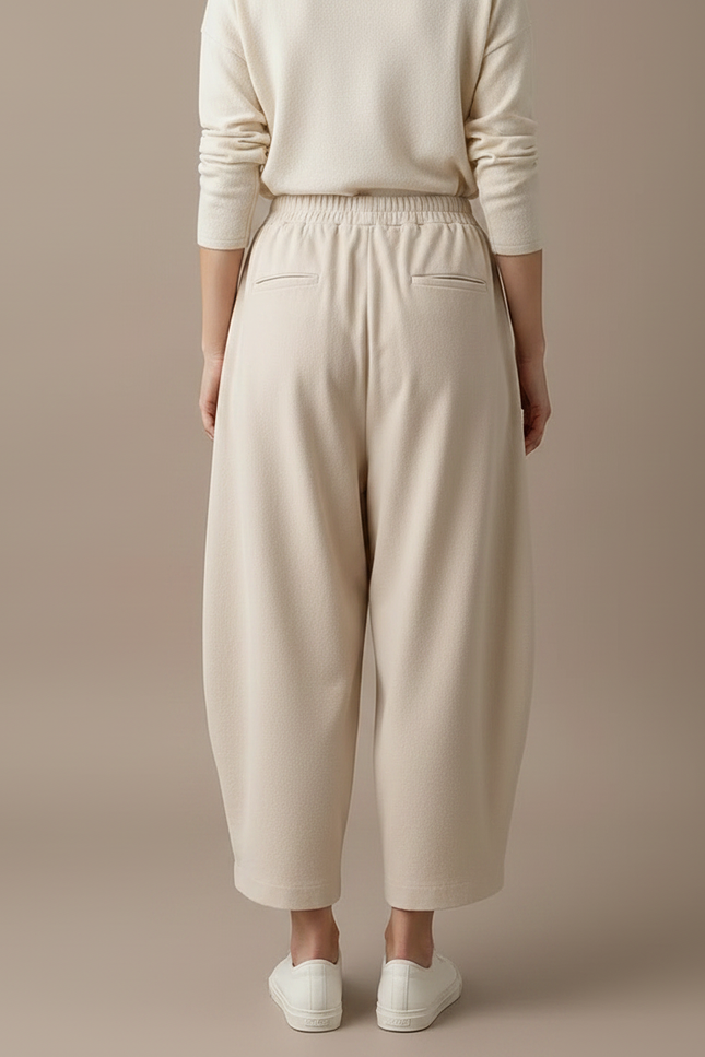 Pantalon Japonais Beige Ample Coton Décontracté Harem - Molleton - vue 2
