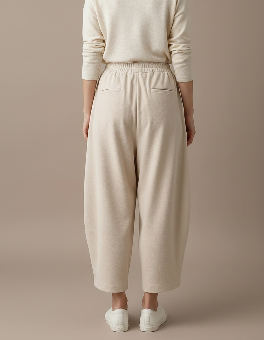 Pantalon Japonais Beige Ample Coton Décontracté Harem - Molleton - vue 2