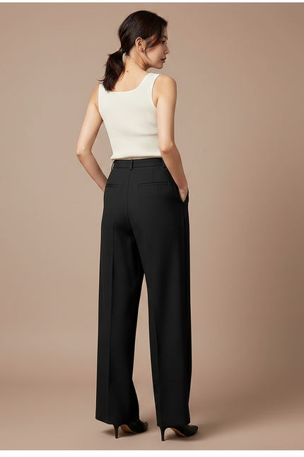 Pantalon Large Japonais Femme - Noir Gabardine - vue 2